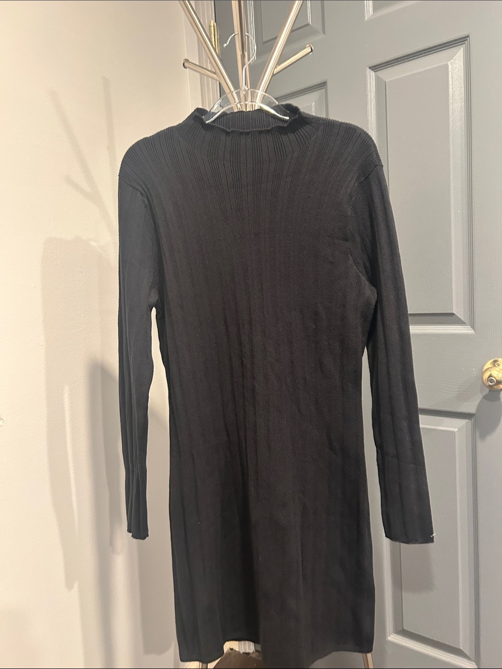 Abercrombie & Fitch Black Ribbed Knit Long Sleeve Dress